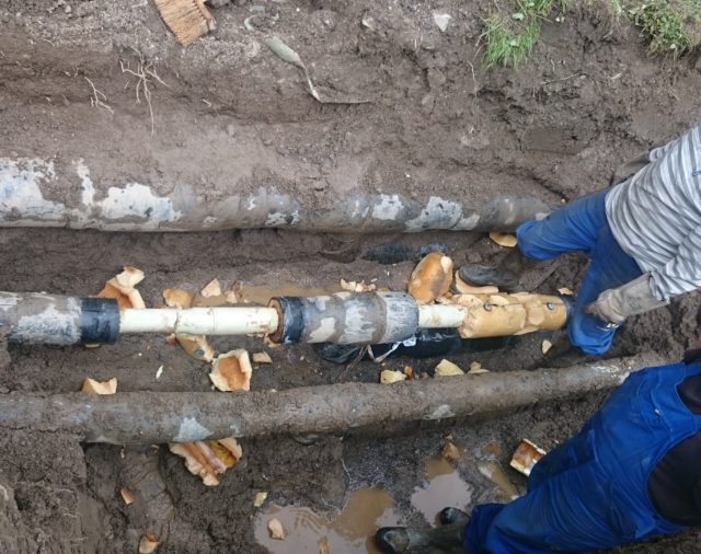 Hot water pipelines leaks found by thermal drone